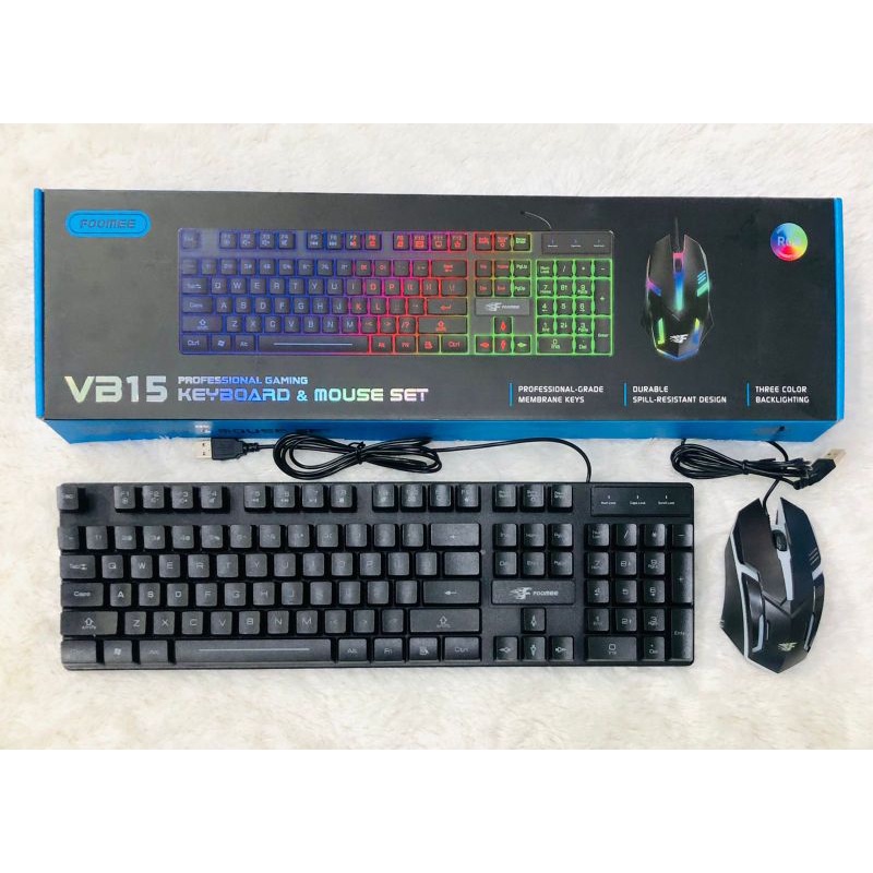 Jual KEYBOARD + MOUSE GAMING FOOMEE VB15 RGB GRADIENT LIGHT PROFESIONAL