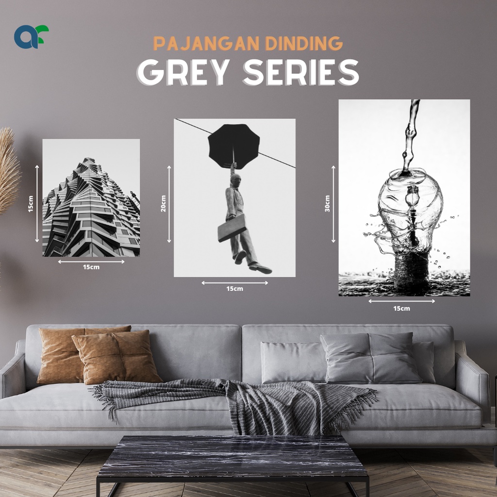 Jual Pajangan Dinding Grey Series MDF/ Hiasan Dinding Dekorasi Kamar Art Wall Decor/Wall Decor