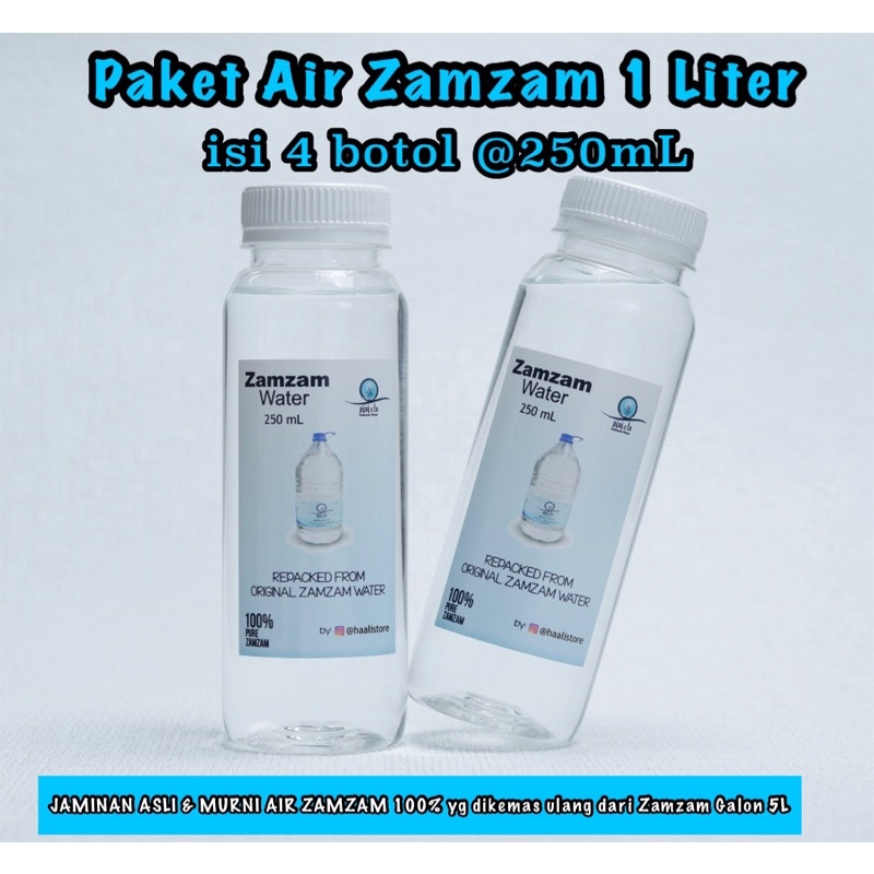 Jual AIR ZAMZAM PAKET 1Liter JAMINAN ASLI Zam zam Water 1 Liter isi 4