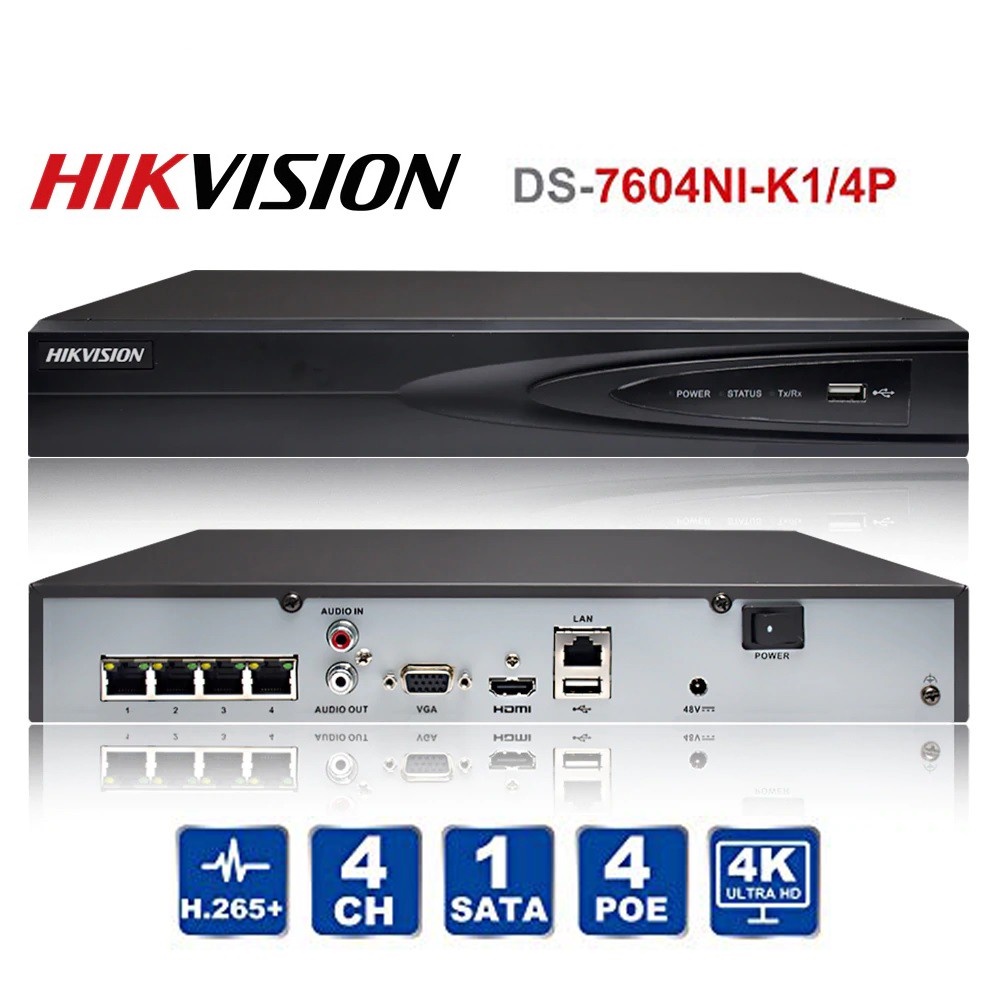 Jual Nvr 4 Ch Hikvision / Ds-7604Ni-K1/4P Grosirektindo | Shopee Indonesia