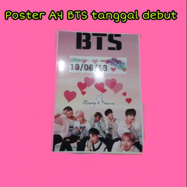 Jual POSTER A4 KPOP BTS TANGGAL DEBUT Indonesia