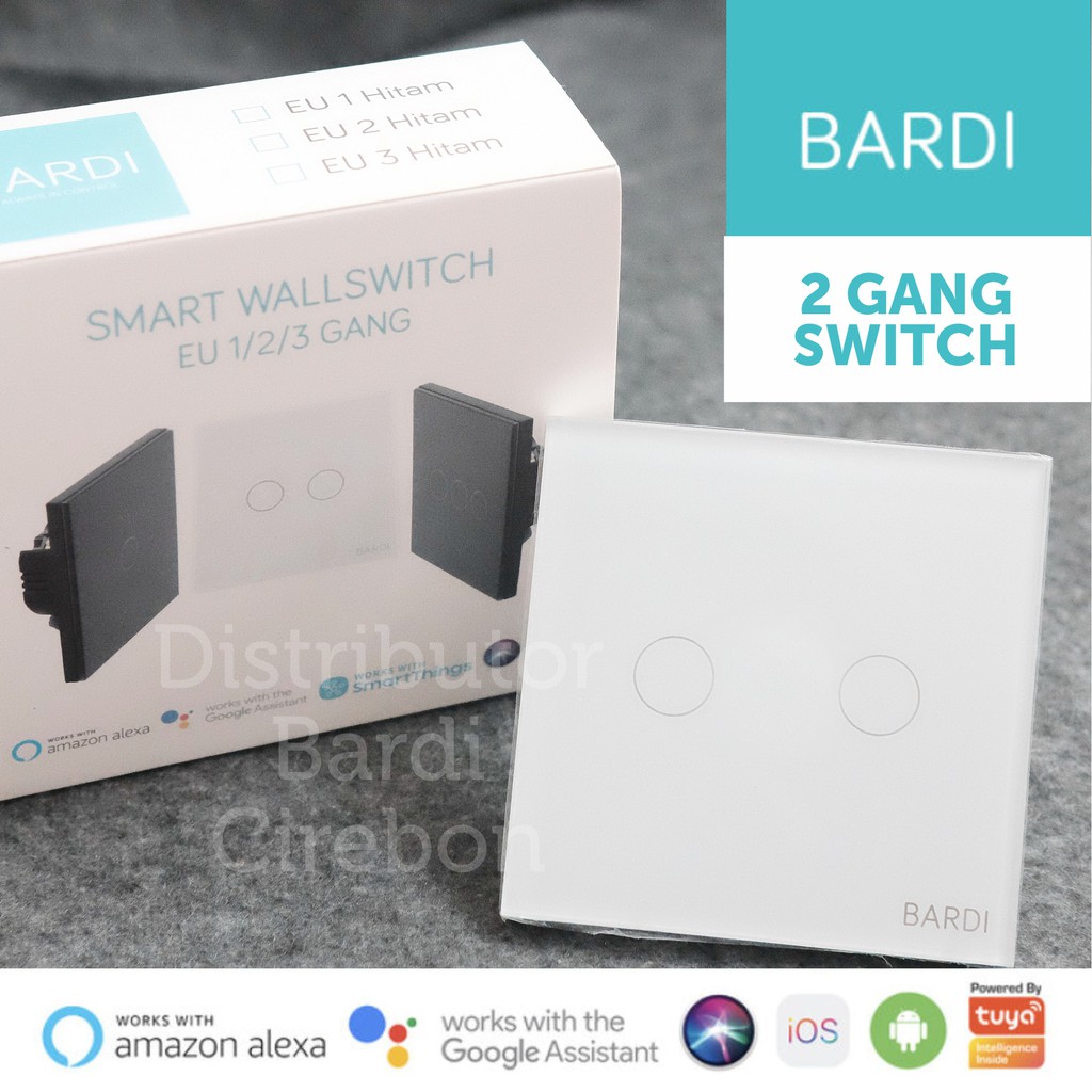 Jual BARDI Smart WiFi Touch Wall Switch EU 2 Gang Putih Indonesia