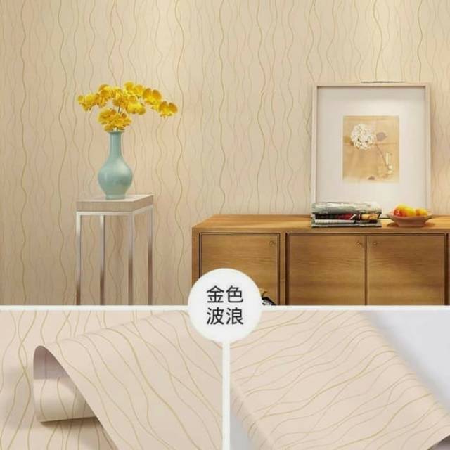 Jual Grosir Murah Wallpaper Sticker Dinding Warna Dasar Coklat Muda Motif Garis Bergelombang | Shopee Indonesia
