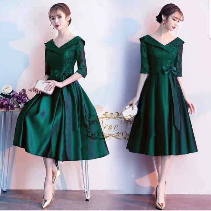 Jual Deuleseu/ Dress Esmeralda Party Dress Brukat Hijau Gaun Pesta Terbaru Midi Dress Indonesia|Shopee Indonesia