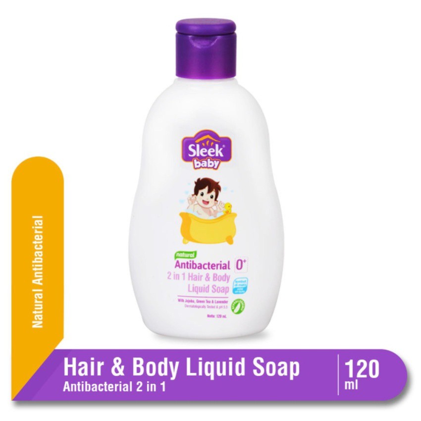 Jual Sleek Baby Natural Antibacterial 2 in 1 Hair & Body Liquid Soap