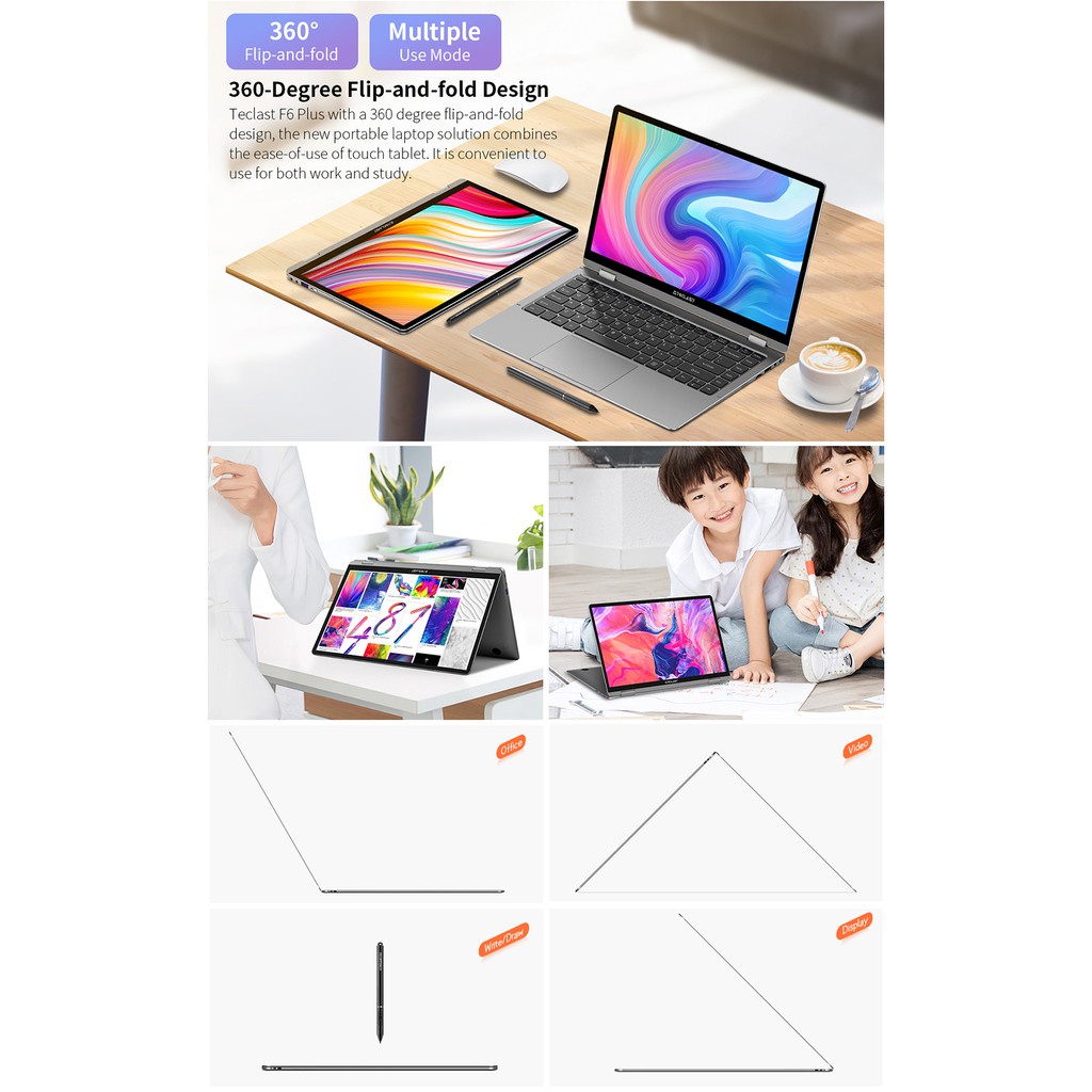 Jual Diskon Super Murah Teclast F6 Plus Ultrabook Fullmetal Ram 8Gb 256Gb 360 Rotating Touch Screen | Shopee Indonesia