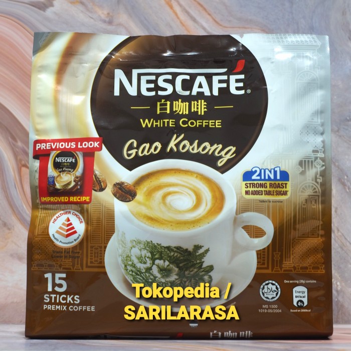 Jual Tanpa Gula! Nescafe White Coffee Gao Kosong 2in1 With Creamer No