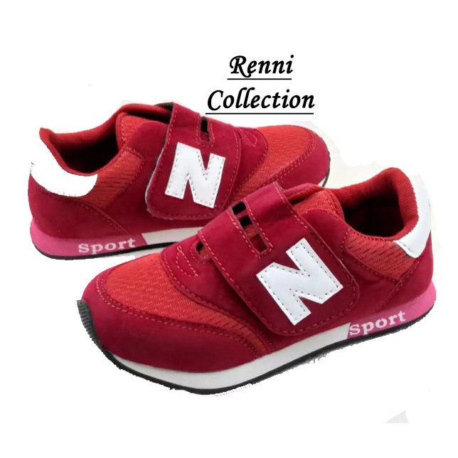 Sepatu Sneakers Anak Sport Velcro Warna Merah Lucu Shopee Indonesia