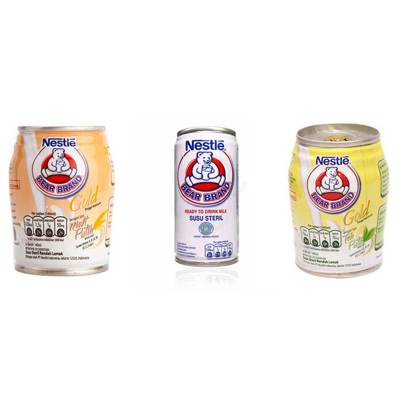 Bear Brand Susu Beruang Steril Gold Teh Malt Putih Nestle