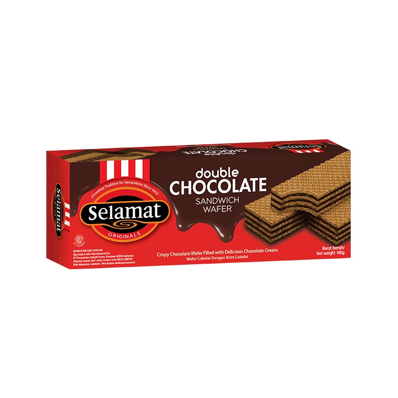 Jual Selamat Sandwich Wafer Double Chocolate 198 Gr | Shopee Indonesia