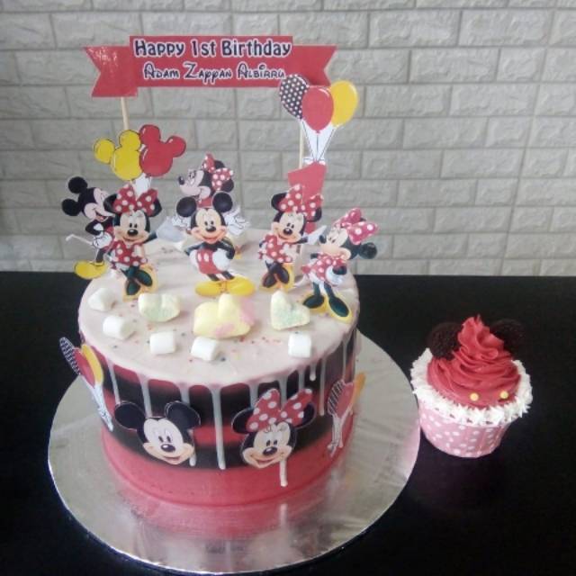 mickey mouse / minnie mouse / cup cake / birthday cake / kue ulang