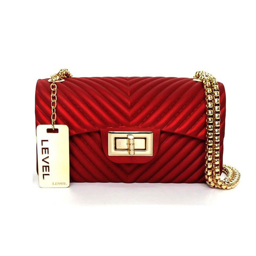 HANDBAGKU TAS LEVEL JELLY DOFF MINI CHEVRON V fashion wanita import batam murah Sling bag