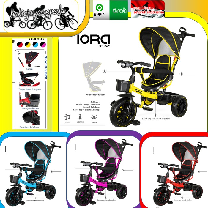 Sepeda Roda tiga Stroller PMB IORA T17 premium quality duduk hadap