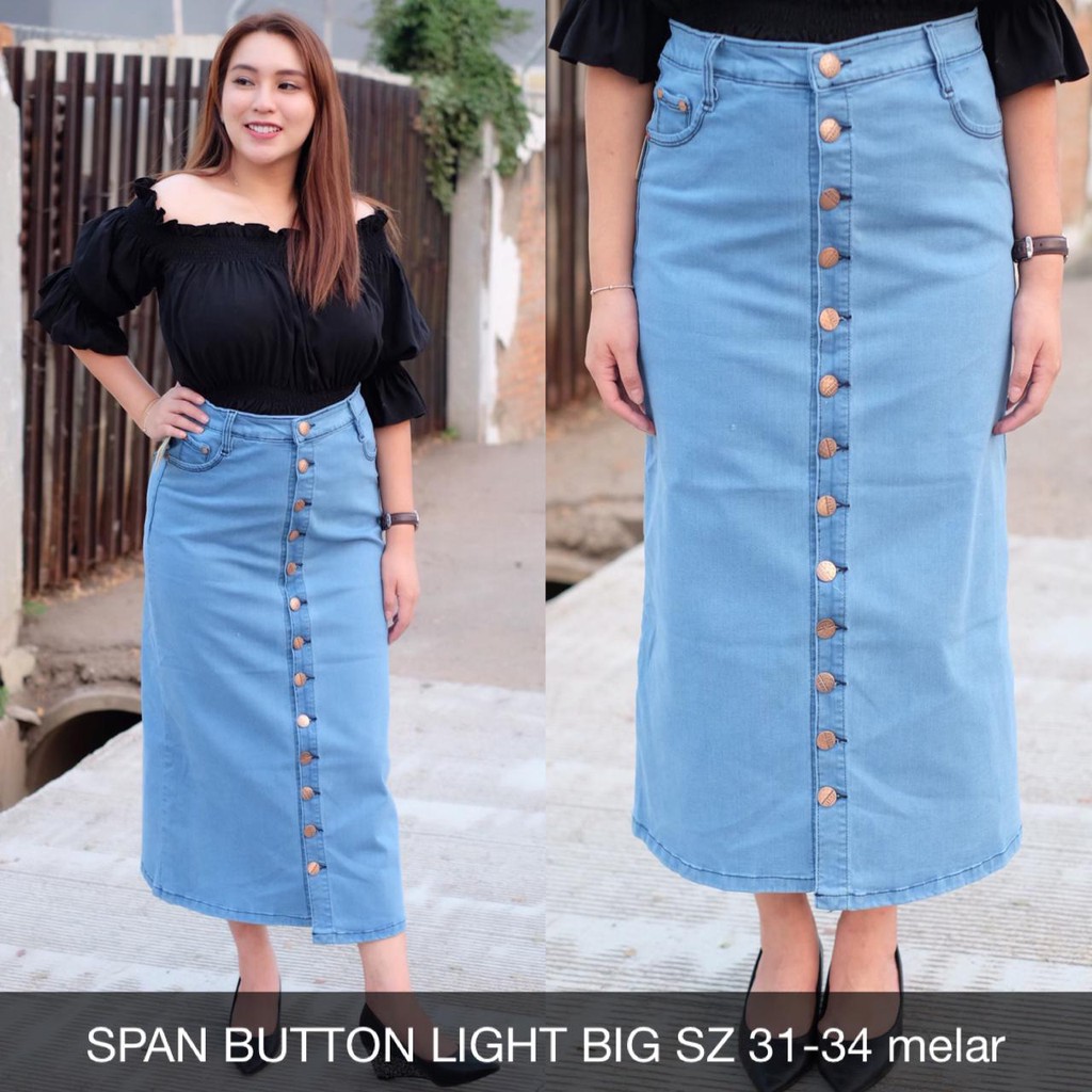 ROK JEANS WANITA SPAN BUTTON BIG Shopee Indonesia