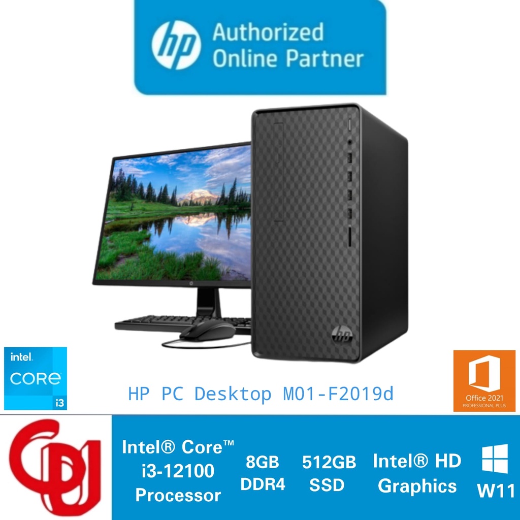 Jual HP PC Desktop M01F2019d i312100 8GB 512GB SSD DVDRW 19.5" Win11