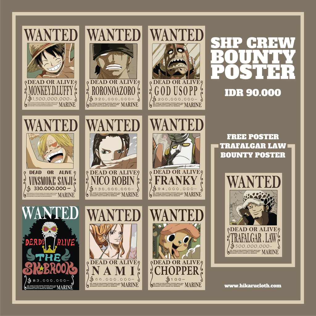 Jual POSTER STRAWHAT PIRATES BOUNTY AFTER ARC DRESSROSA Indonesia