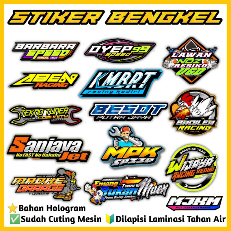 Jual Sticker Bengkel Lengkap Terbaru Viral / Sticker Bengkel Hologram Viral / Sticker Racing Balap Viral | Shopee Indonesia