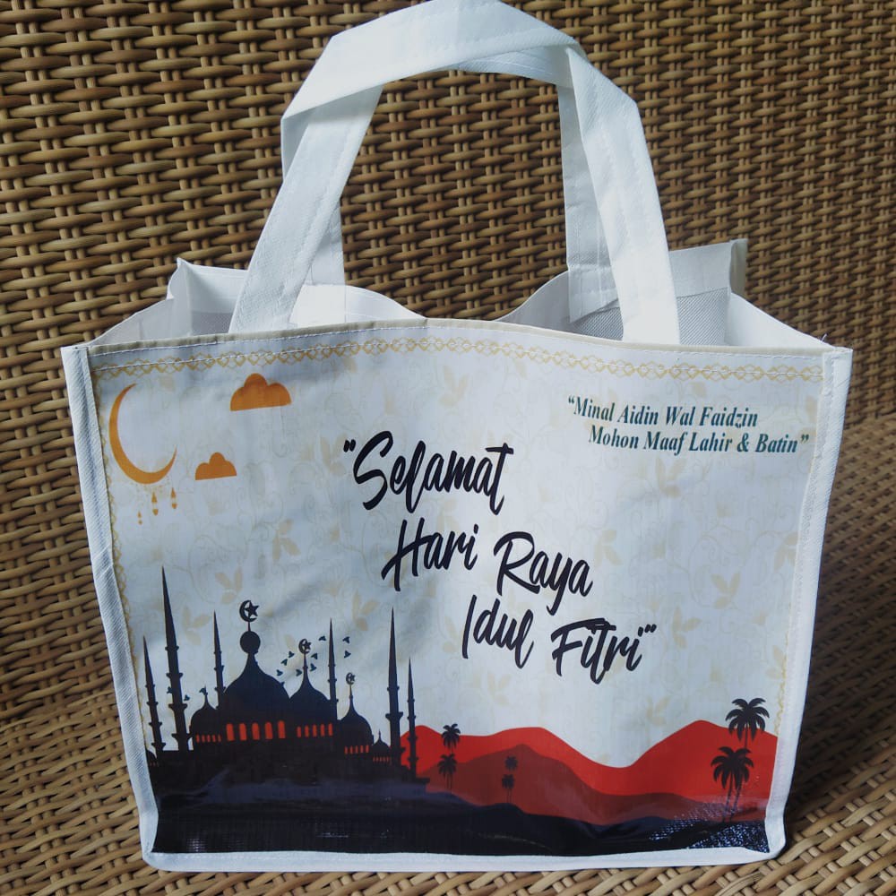 TAS SPUNBOND Full color Idul Fitri Goodie bag parcel Lebaran sembako