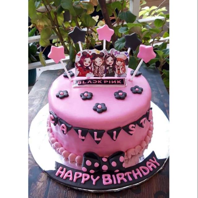 Kue ulang tahun Black Pink / Cake ultah Black Pink Shopee Indonesia