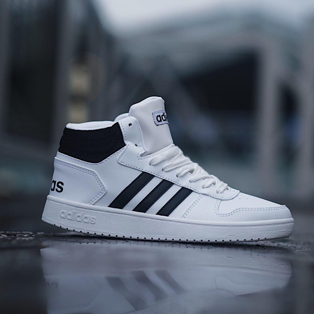 Jual Sepatu Adidas Hoops 2.0 High Original White Black Termurah | Shopee Indonesia