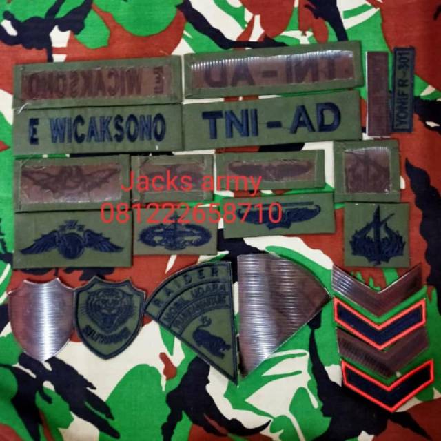 1 Set Atribut Bordir Mika Seragam TNI Shopee Indonesia