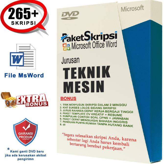 Jual Kumpulan Skripsi "Teknik Mesin" | File Msword + Terlengkap Indonesia|Shopee Indonesia