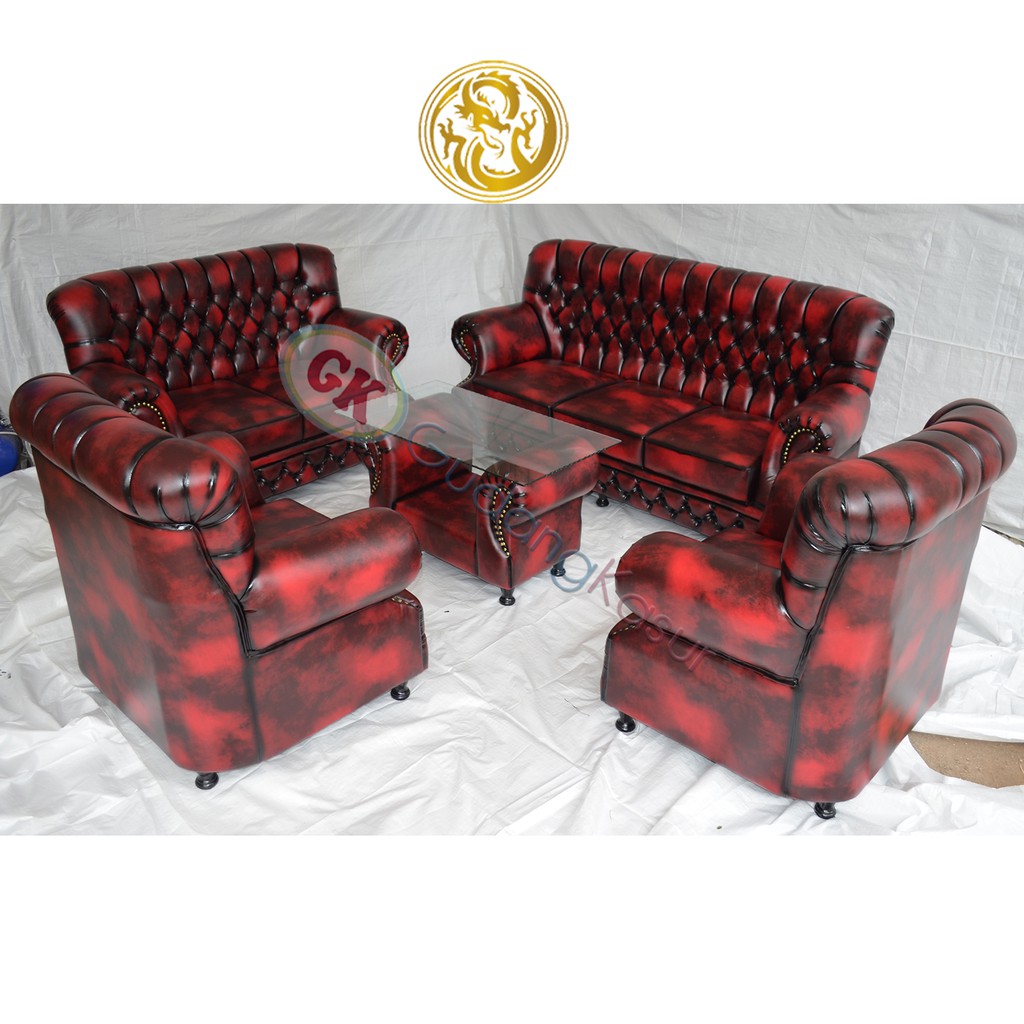 Kursi Sofa DRAGON 3+2+1+1+meja full set sofa kulit oscar mewah Shopee