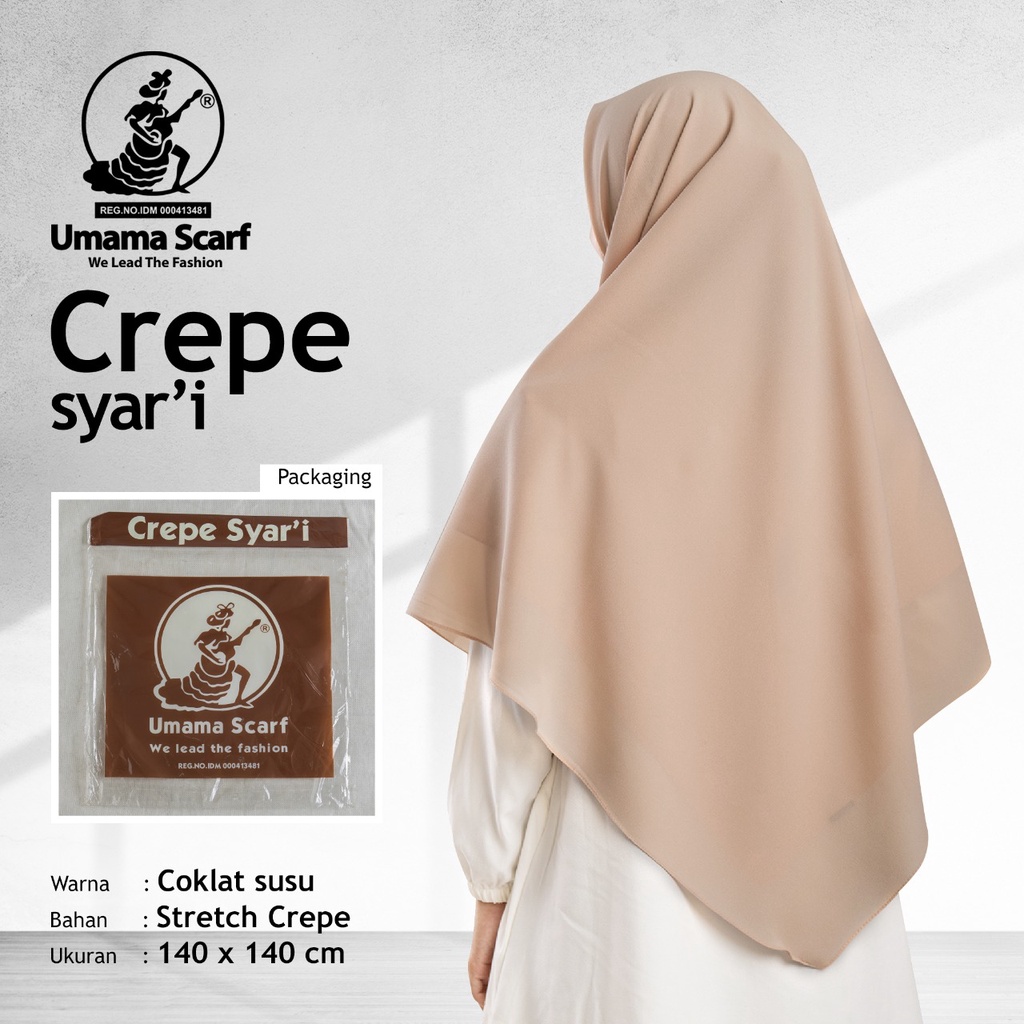 Jual Umama Crepe Syari Warna Coklat Susu Segi Empat Jumbo Jahit Tepi 140 Cm | Shopee Indonesia