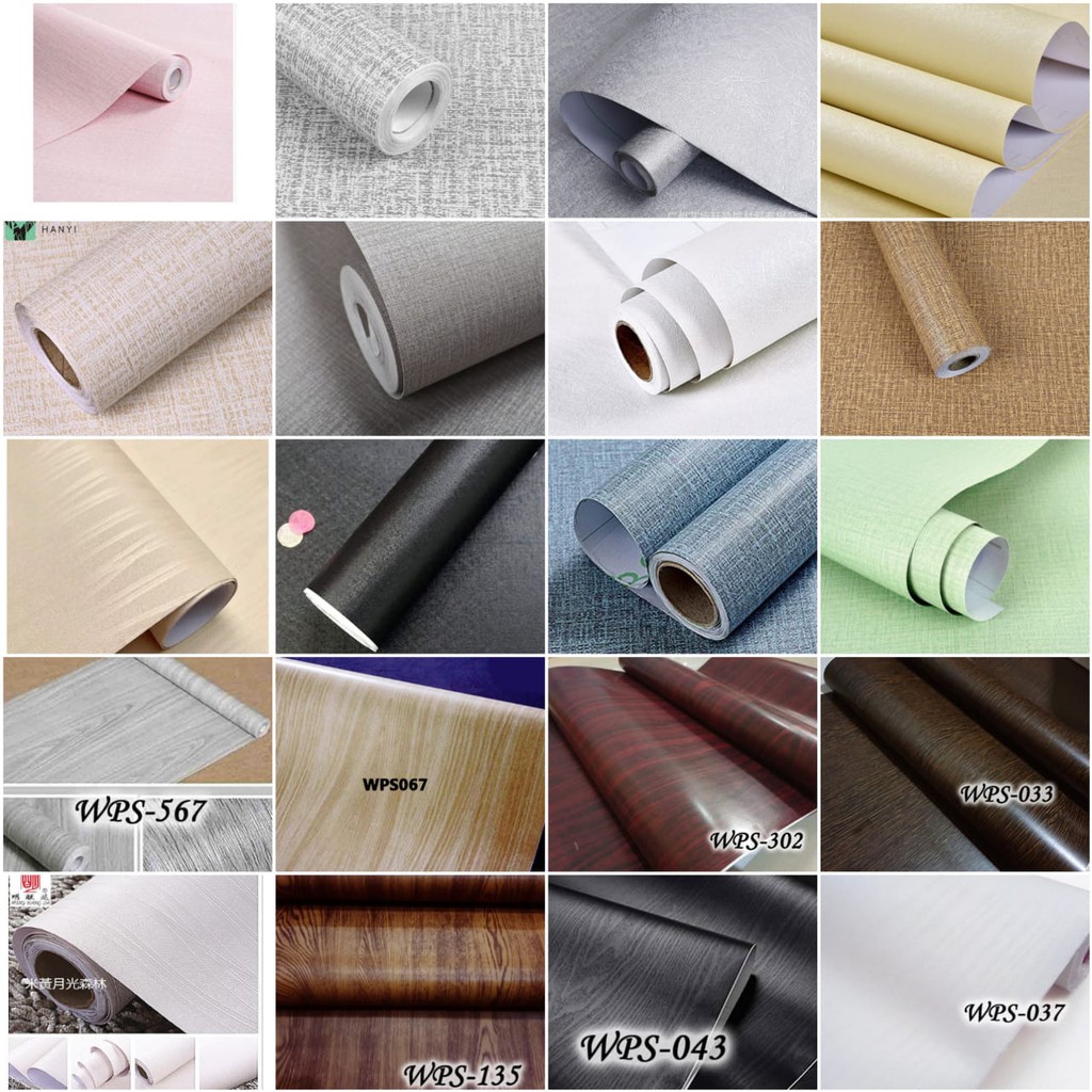 Jual WALLPAPER DINDING POLOS 45X5M BERAGAM MOTIF KAYU POLOS CREAM WOOD