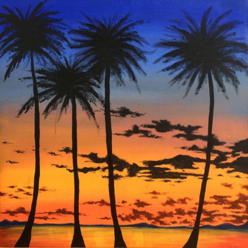 Jual Lukisan Tangan Pemandangan Sunset Di Pantai Asli Dengan Cat Acrylic Ukuran 50X50Cm Indonesia|Shopee Indonesia 800_X_800_jpg