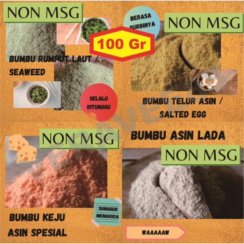 Bumbu Tabur Non MSG Premium Bubuk Seaweed Keju Telur Asin Salted Egg