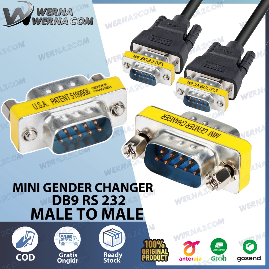 Jual Konektor DB9 / RS 232 mini gender changer male to male 9 pin