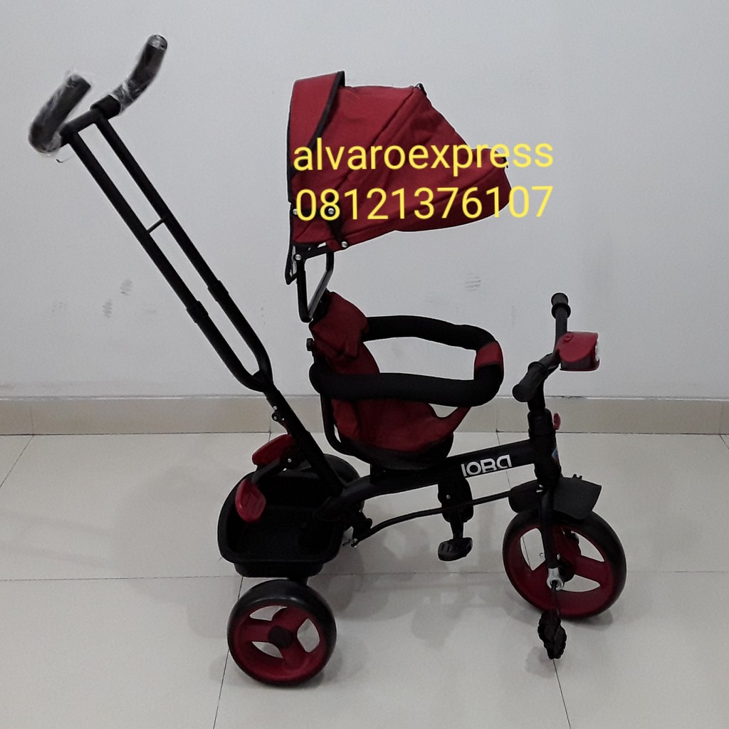Sepeda Roda Tiga Pmb IORA Kanopi Mdl Stroller Kursi Bulak Balik Red T10