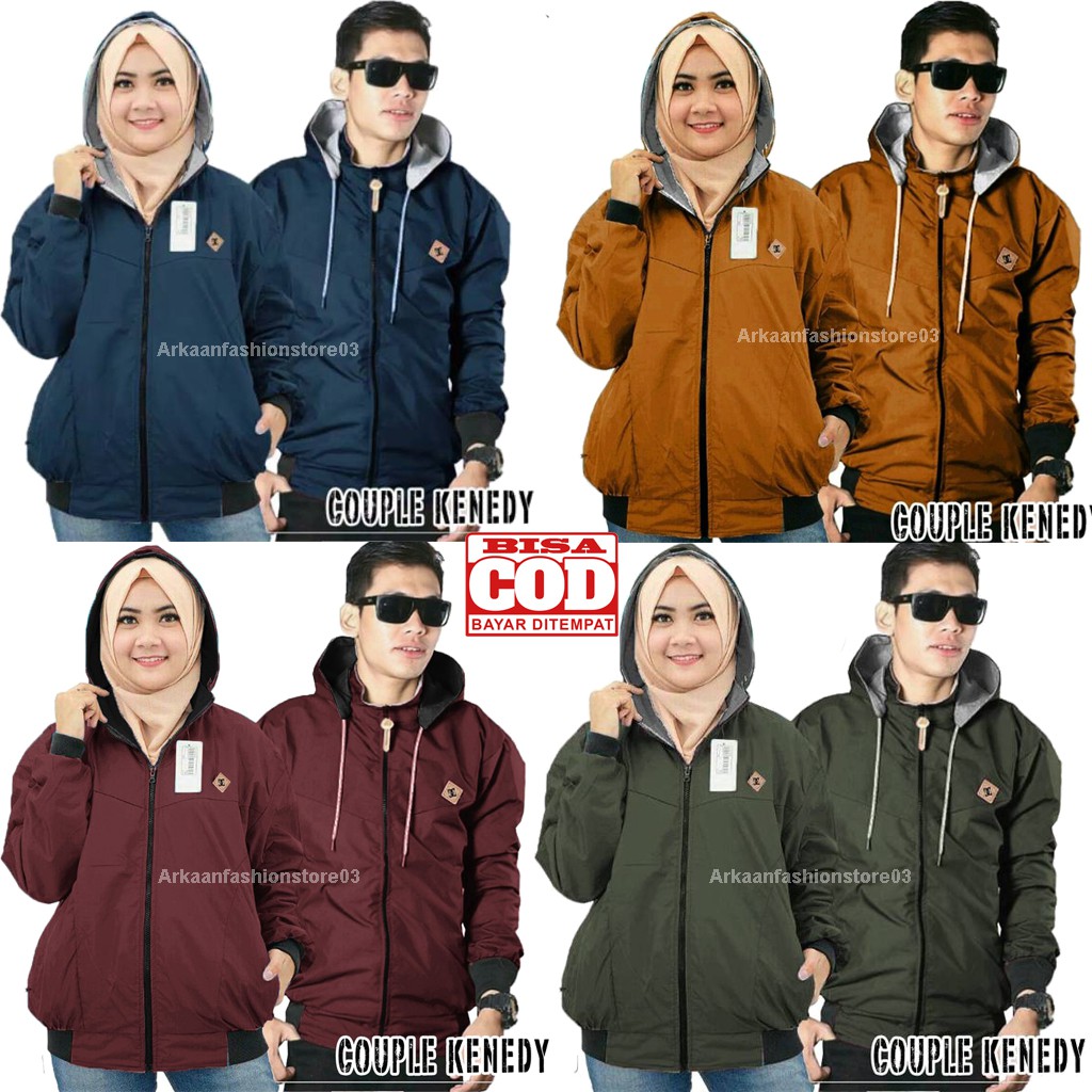 SATU PAKET ISI 2 / Jaket Couple Hoodie Bolak Balik / Jaket Pria / Jaket Wanita / Bb Couple