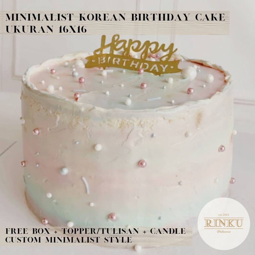 Jual MINIMALIST KOREAN STYLE Birthday Cake d 16cm. Kue Ultah Korean