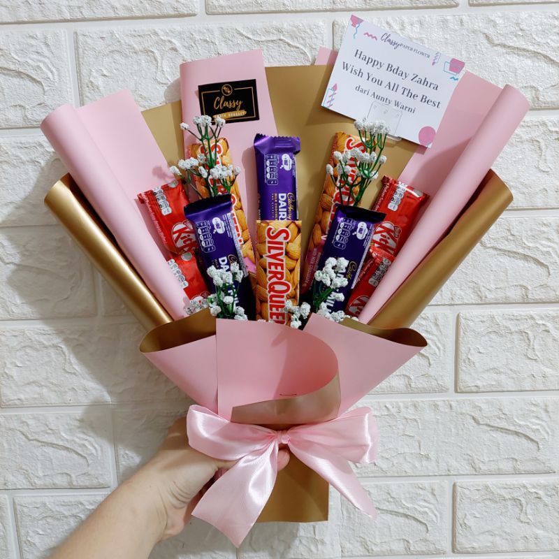 Jual Snack Bouquet Coklat Cadbury / Kitkat / Bucket Bunga Buket Snack Jajan / Hadiah Sidang/ Wisuda | Shopee Indonesia