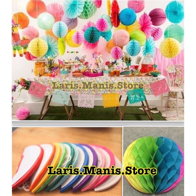 Honeycomb 25cm - sarang madu 25cm - honeycomb kertas krep - lampion kertas  warna - lampion bulat | Shopee Indonesia