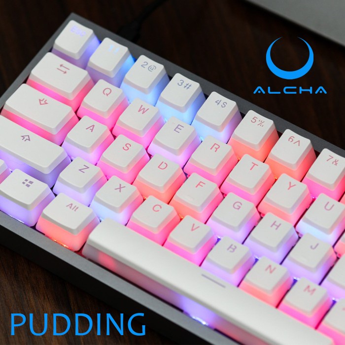 Jual ALCHA KEYCAPS PUDDING / PUDING BACKLIT MECHANICAL KEYBOARD WHITE