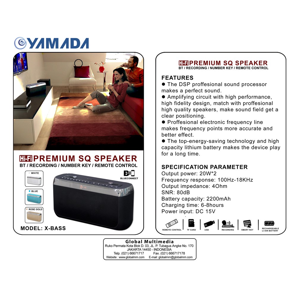 COD Yamada Speaker X BASS Original Hifi Bluetooth Wireless Premium Original  Garansi 1 Tahun Laris | Shopee Indonesia