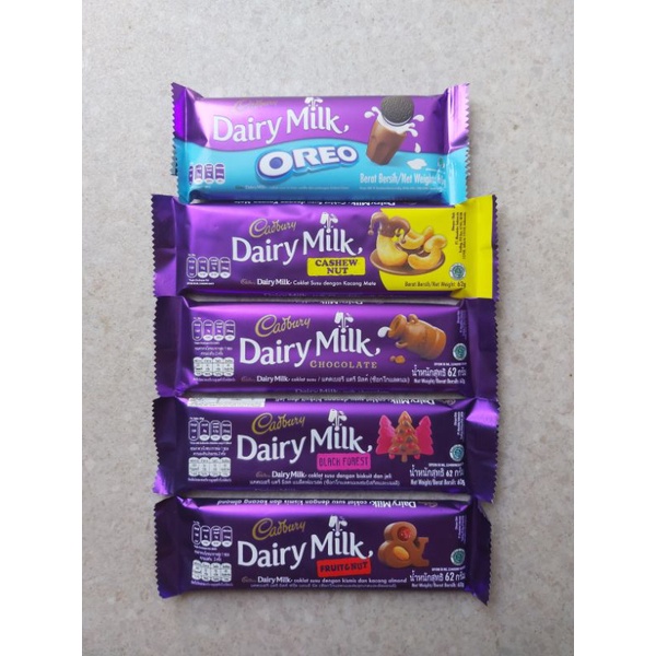 Jual Dairy Milk 62Gr Cadbury Fruit Nut Dairy Milk 62Gr Cadbury Chocolate 62Gr Cadbury Black Forest 62Gr | Shopee Indonesia