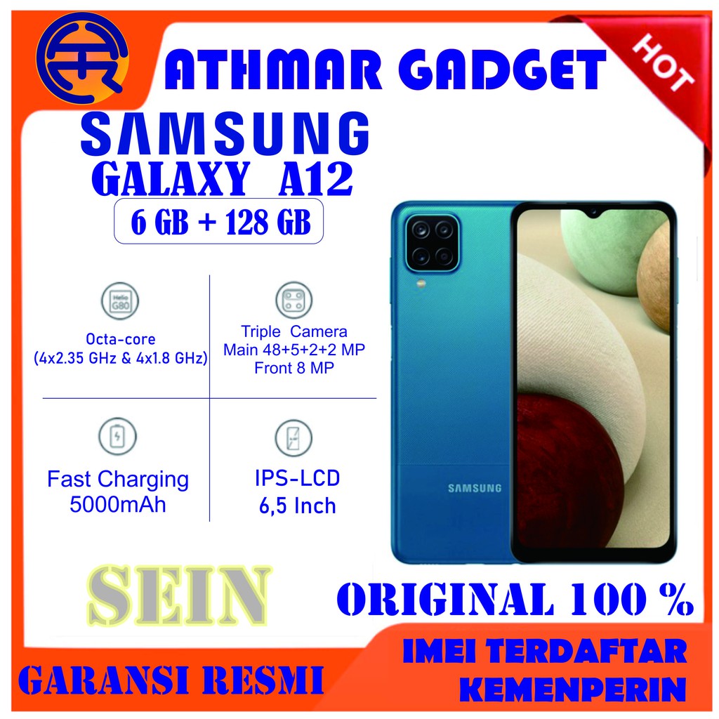 Samsung Galaxy A12 Ram 4 / 6 Gb Internal 128 Gb Garansi