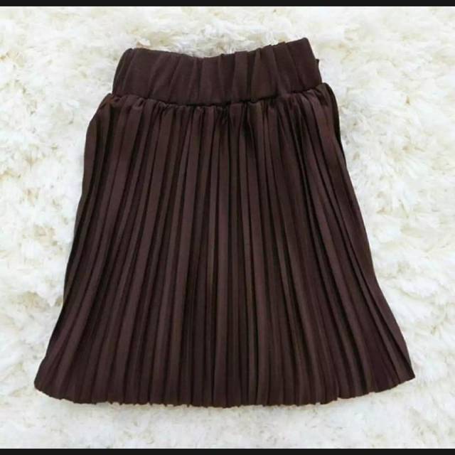 Jual Rok Plisket Murah Warna Coklat Tua / Rok Rempel Kecil Kecil / #Rokperempuan | Shopee Indonesia