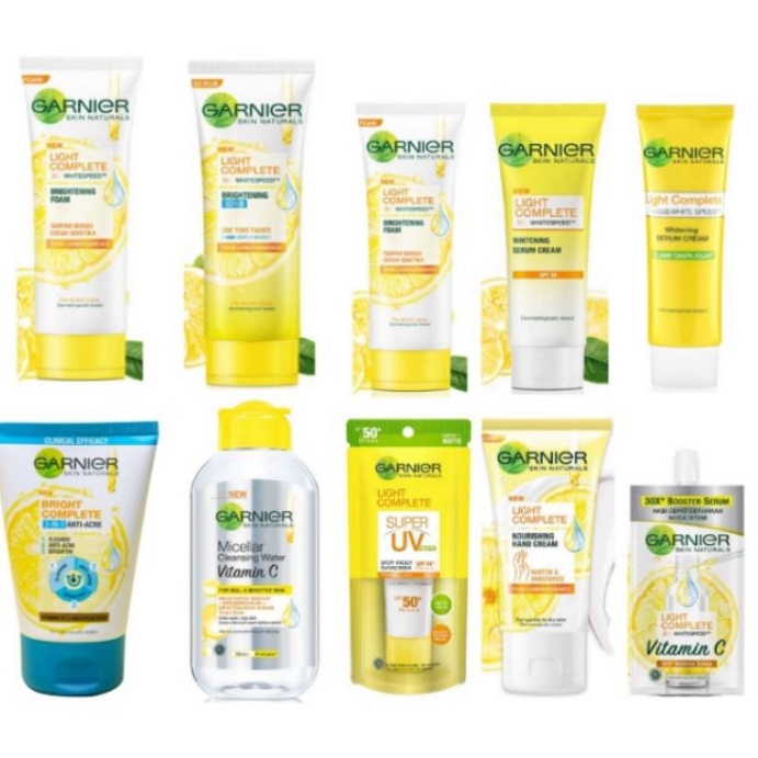 Jual GARNIER kuning Seri Light Bright Complete Whitening Series Serum Cream Yuzu facial wash