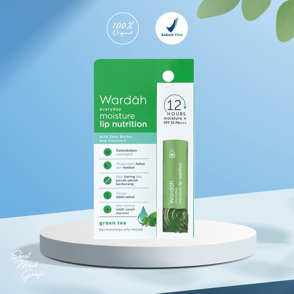 Jual Wardah Everyday Moisture Lip Nutrition Green Tea / Lip Balm 4gr