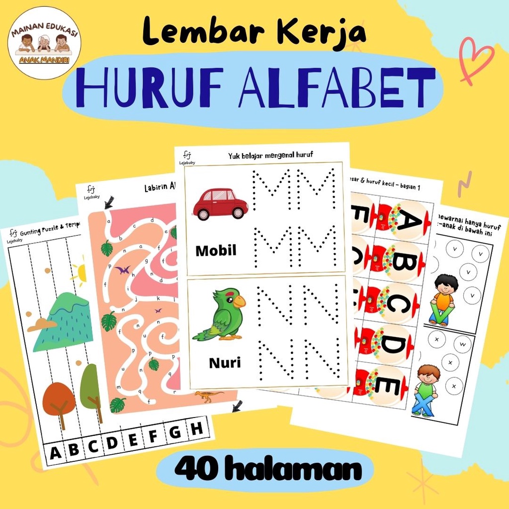Jual Worksheet Anak Aktivitas Tracing Fonik ABC ALFABET ABJAD HURUF 2 3