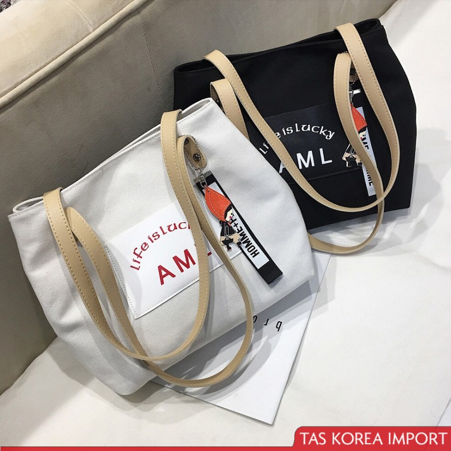 Review tentang TAS TOTE BAG WANITA KULIAH KEREN ALA KOREA CANVAS TEBAL