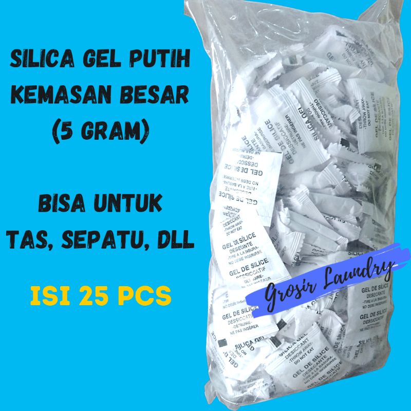 Jual Silica Gel Silika jel Putih Kemasan Besar 5 Gram Anti Kelembaban