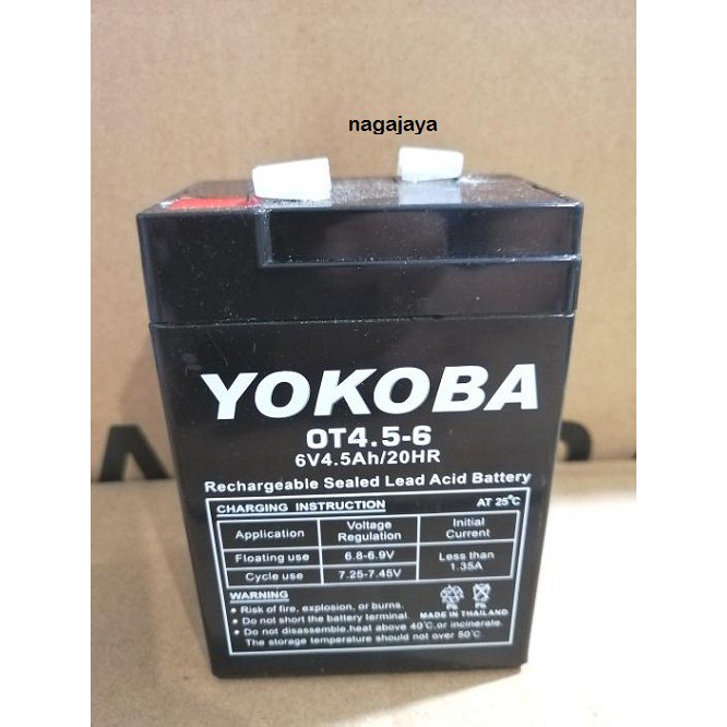 Aki kering baterai 6v 4,5ah merk yokoba made in thailand