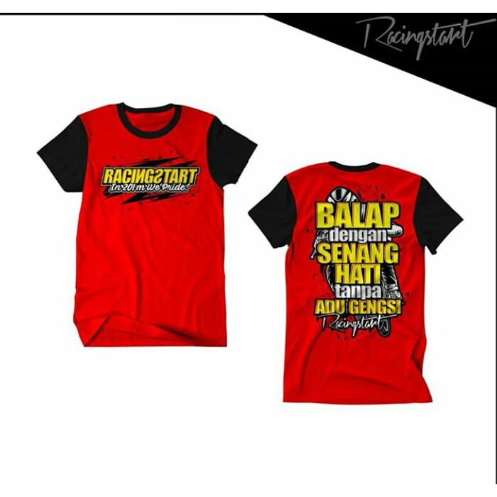 Jual Tshirt Baju Kaos Racing Start Balap Senang Hati Merah | Shopee Indonesia