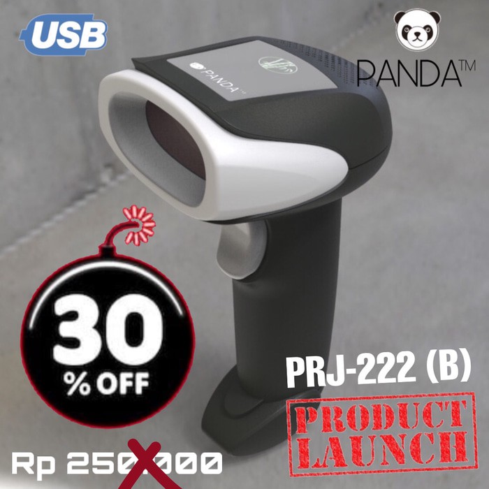 BARCODE SCANNER LASER TANGAN PANDA PRJ222 USB HITAM BARCODE GARIS